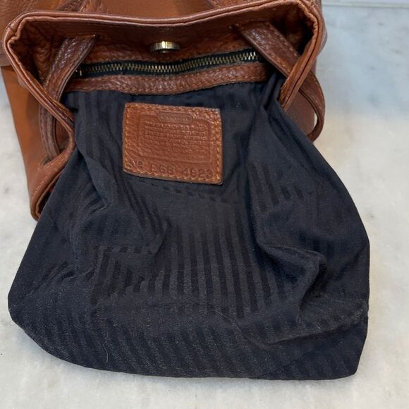 Coach Bag Purse Handbag Vintage ale Pebbled Drawstring Backpack Bag Pocketbook - Picture 14 of 16